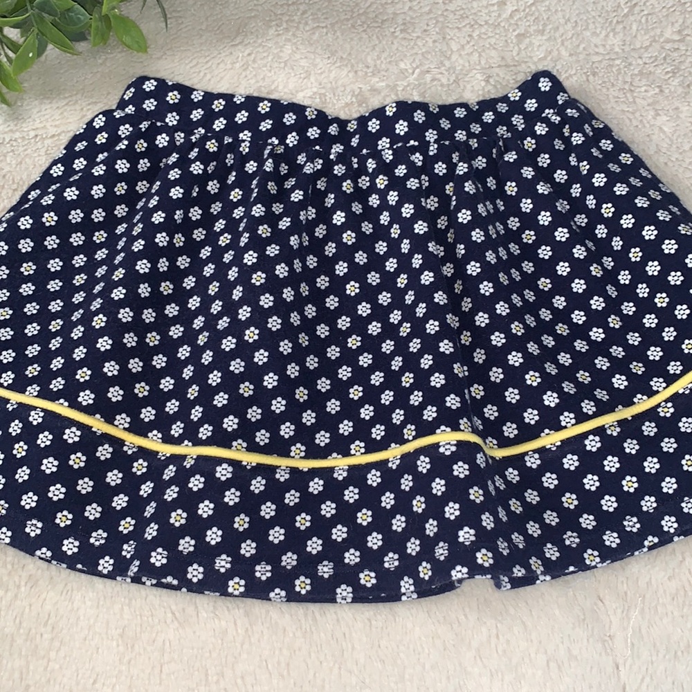 Gymboree 5 Navy Daisy Skirt EUC Elastic Waist